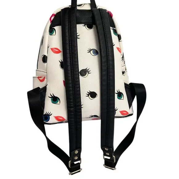 Loungefly X Disney Princess Eyes & Lips Backpack Green Blue Eyes Red Lips